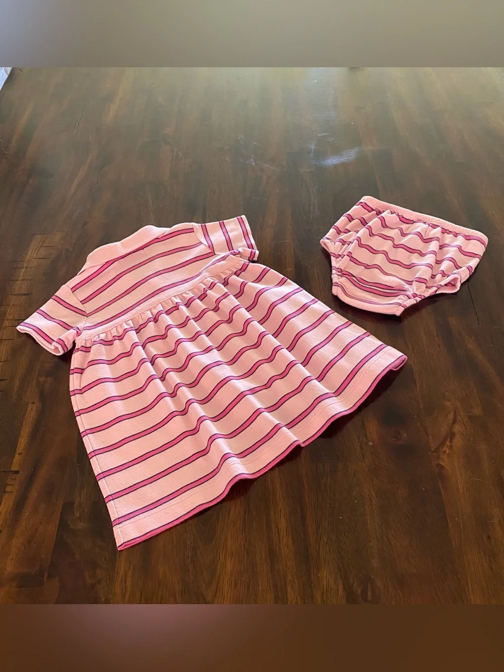 Ralph Lauren Pink & Blue Striped Polo Dress with Matching Diaper Cover